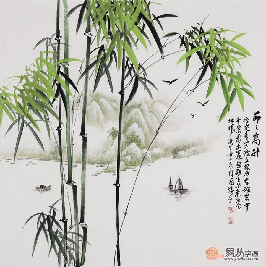 书房挂画之竹子山水画 让心灵远离喧嚣独享一方宁静