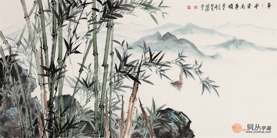 书房挂画之竹子山水画 让心灵远离喧嚣独享一方宁静