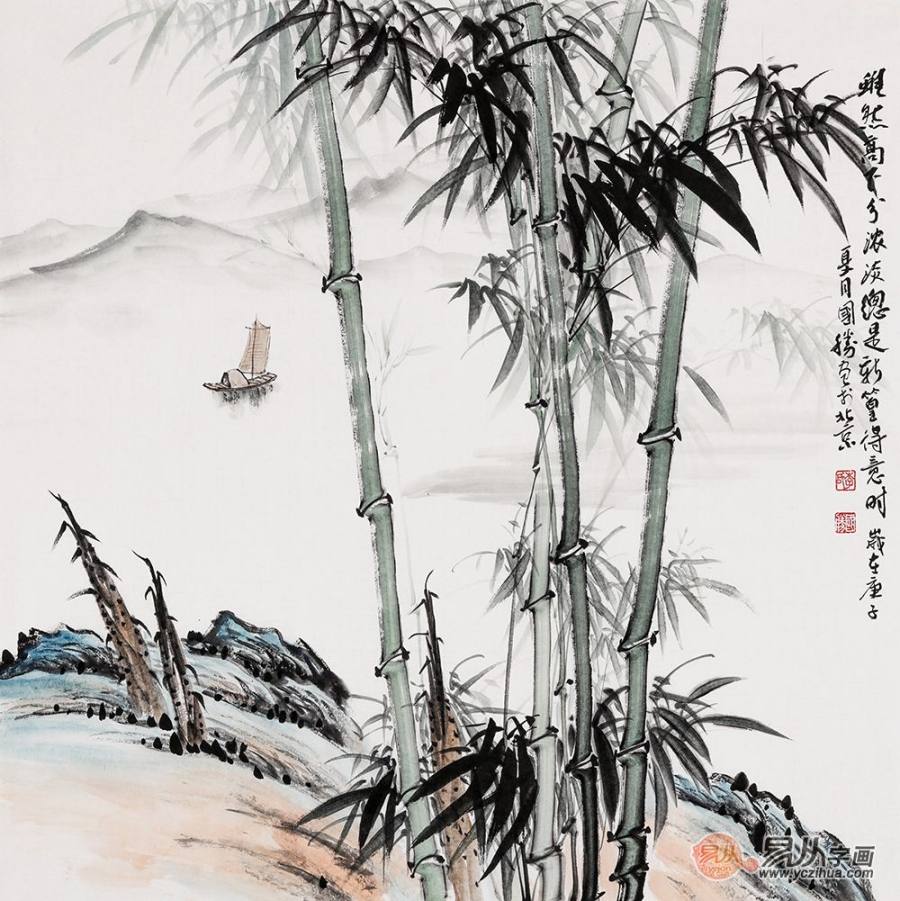 书房挂画之竹子山水画 让心灵远离喧嚣独享一方宁静